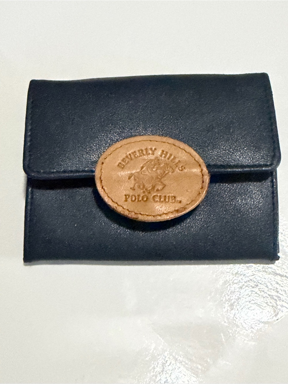 Beverly Hills Polo Club Black Wallet with Tan Logo Patch